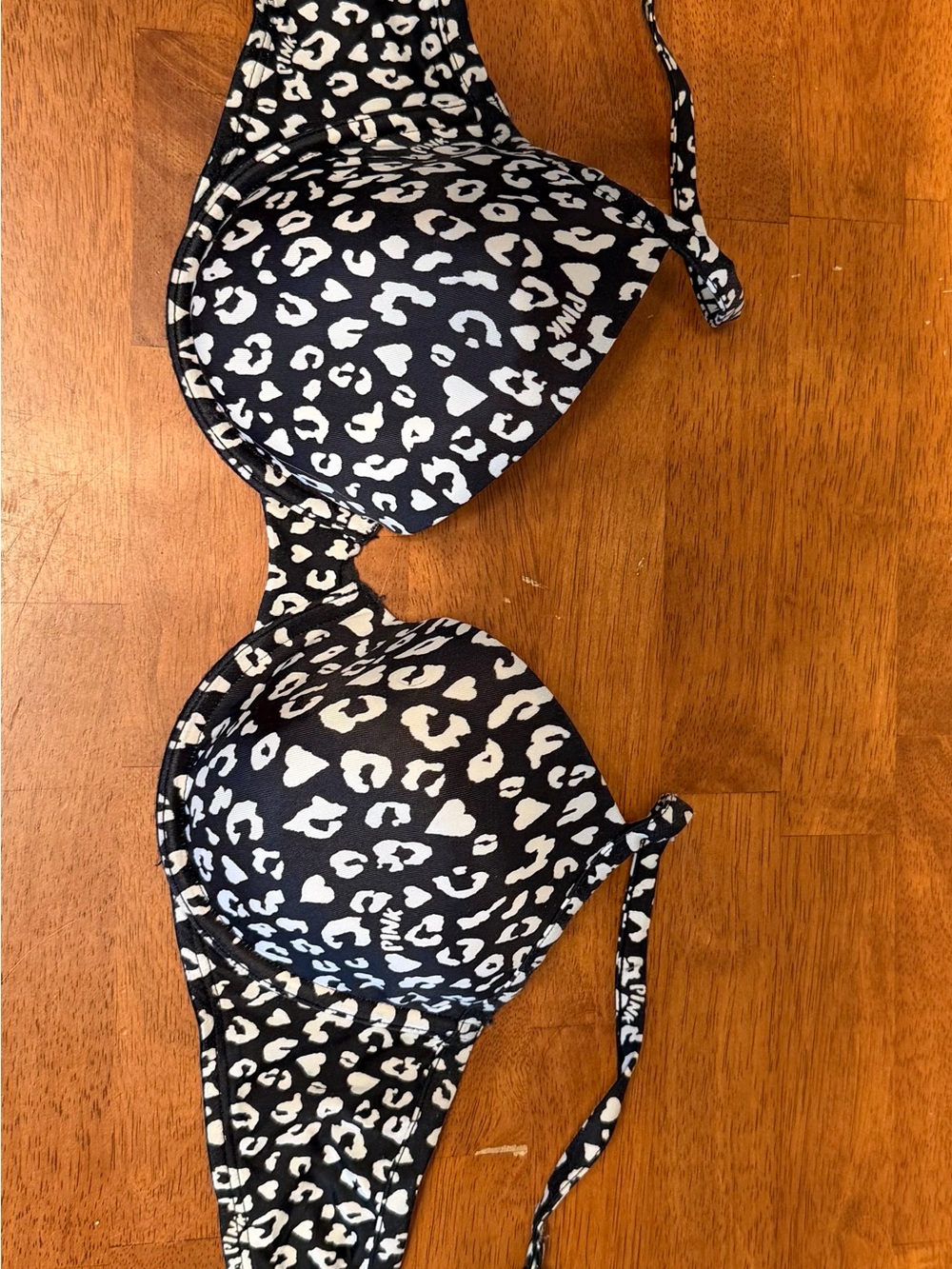 PINK Victoria's Secret Black and White Leopard Demi T-Shirt Bra